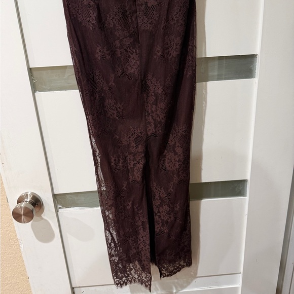 House of CB Dark Brown Lace Long Sleeve Midi Dress - Picture 11 of 11